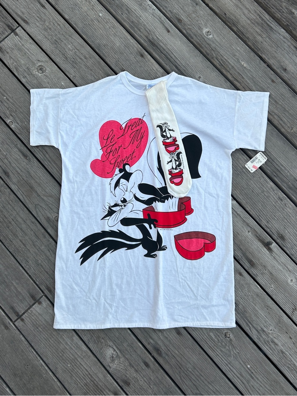 1994 Pepe Le Pew Sleep Shirt Cotton Looney Tunes Vtg 90s XL Womens Flirts